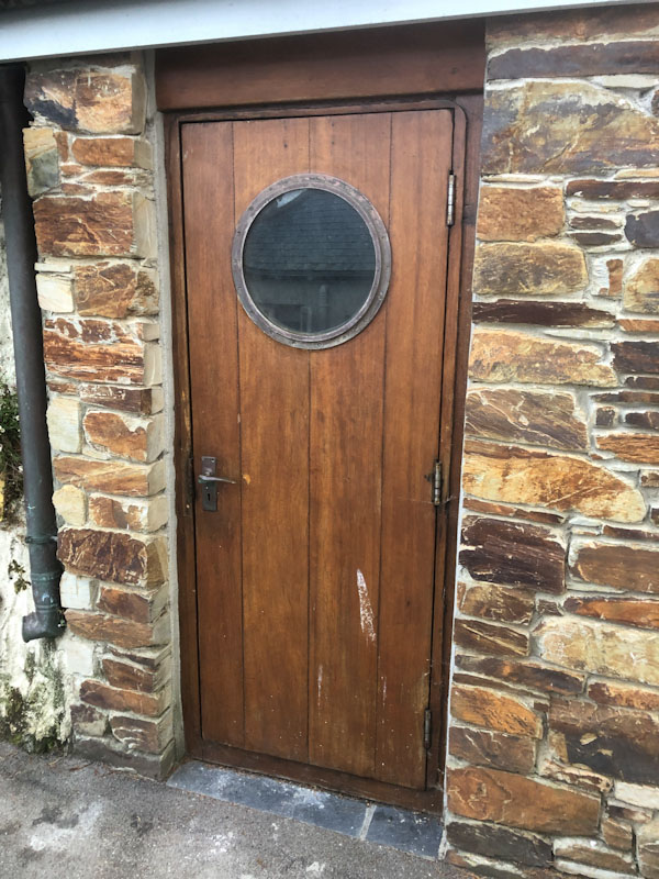 Porthole door, Polruan, Cornwall, August 2021