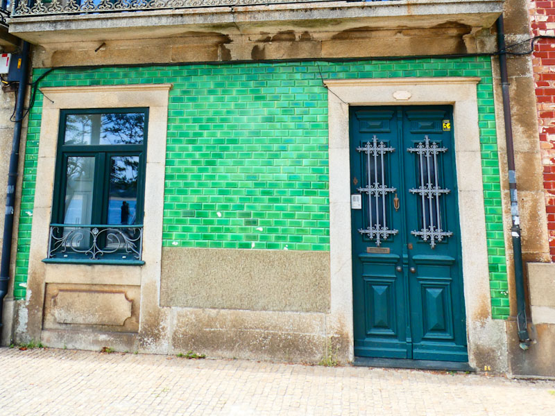 Green door and tiles, Porto, Portugal, June 2022