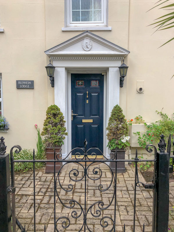 Blue Georgian door, Cheltenham, July 2022