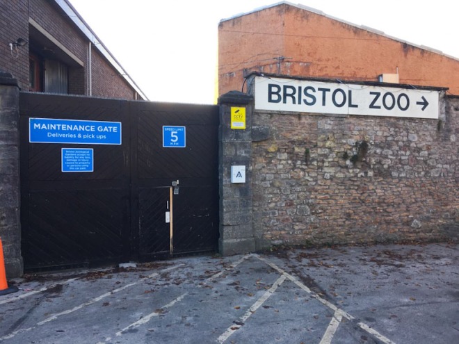 Door within a door, Bristol Zoo maintenance gate, Bristol, October 2018