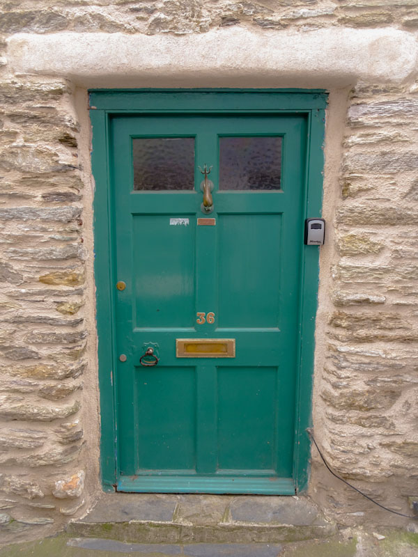 Short green door, Fowey, Cornwall, September 2019